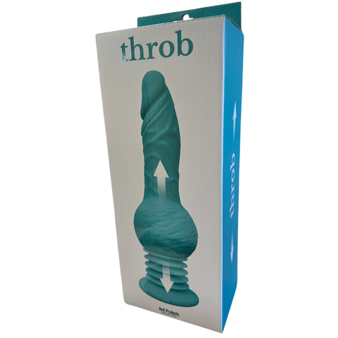 Hott Products Throb 10 Function Thrusting Dildo Vibrator Teal - Vibrating Dildos