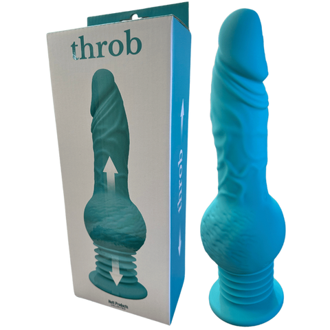 Hott Products Throb 10 Function Thrusting Dildo Vibrator Teal - Vibrating Dildos