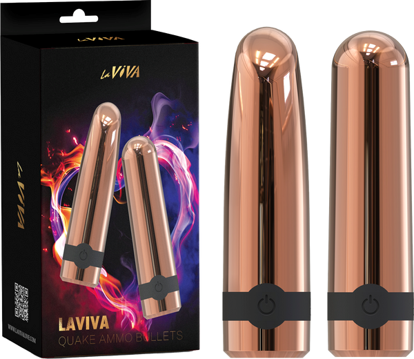 La Viva Quake Ammo 10 Function Bullet Vibrator Rose Gold - Bullet Vibrators