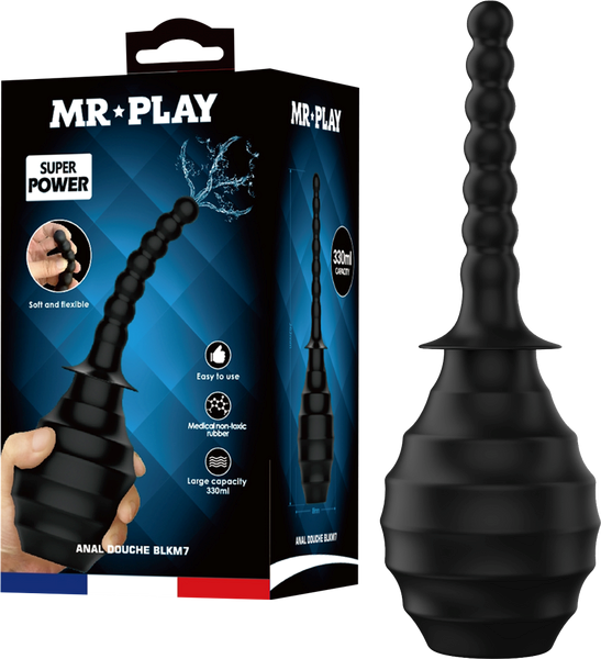 Mr Play Anal Douche BLKM7 With Flexible Nozzle Black - Enemas and Douches