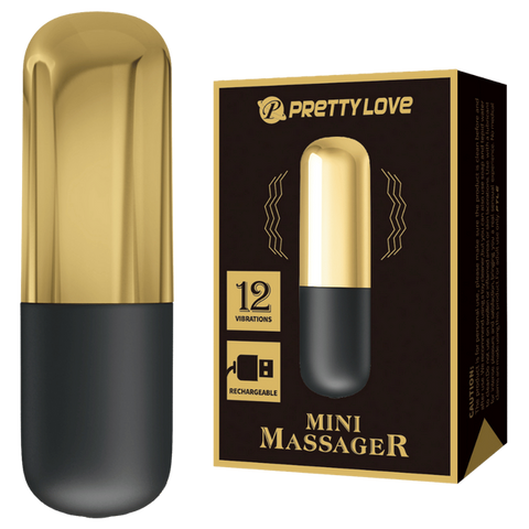 Pretty Love Rechargeable 12 Function Mini Bullet Massager Gold - Bullet Vibrators