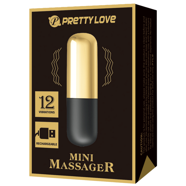 Pretty Love Rechargeable 12 Function Mini Bullet Massager Gold - - Bullet Vibrators