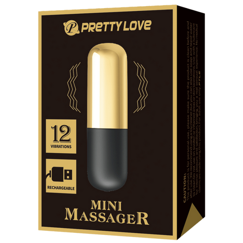 Pretty Love Rechargeable 12 Function Mini Bullet Massager Gold - Bullet Vibrators