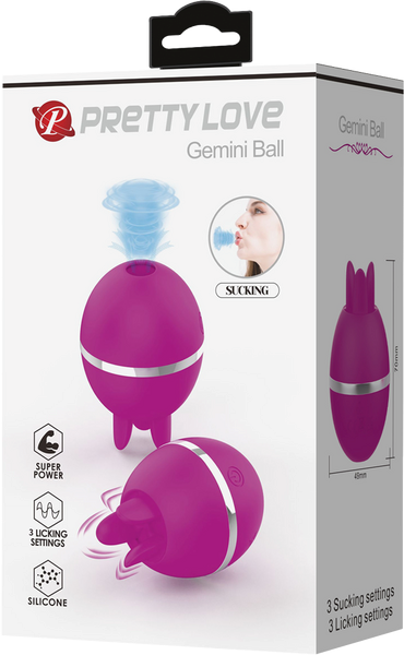 Pretty Love Gemini Ball Shape Rechargeable Clitoral Vibrator Purple - Clit Ticklers and Pulsators