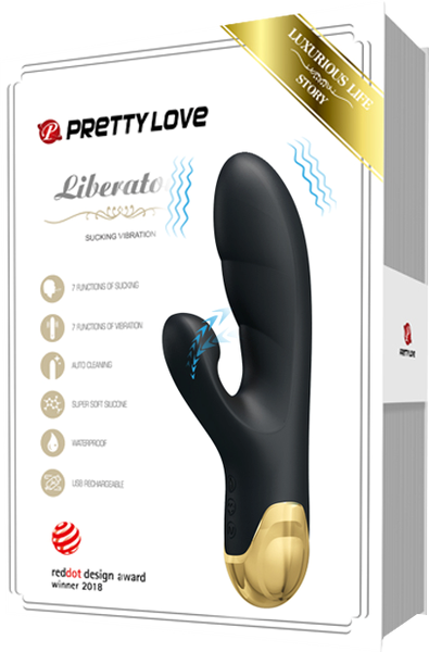 Pretty Love Naughty Play Waterproof Rechargeable Rabbit Massager Black - - Rabbit Vibrators