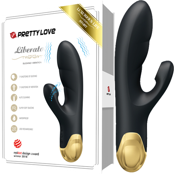 Pretty Love Naughty Play Waterproof Rechargeable Rabbit Massager Black - - Rabbit Vibrators