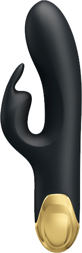 Pretty Love Double Pleasure 7 Function Rechargeable Rabbit Vibrator Black - Rabbit Vibrators