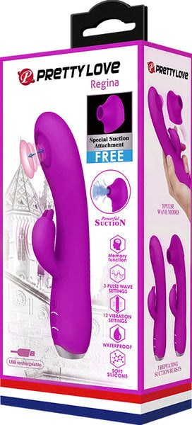 Pretty Love Rechargeable Regina Pulsating Rabbit Vibrator Purple - - Rabbit Vibrators