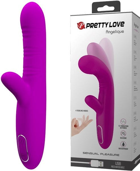 Pretty Love Rechargeable Angelique Rabbit Shape G Spot Massager Purple - Rabbit Vibrators