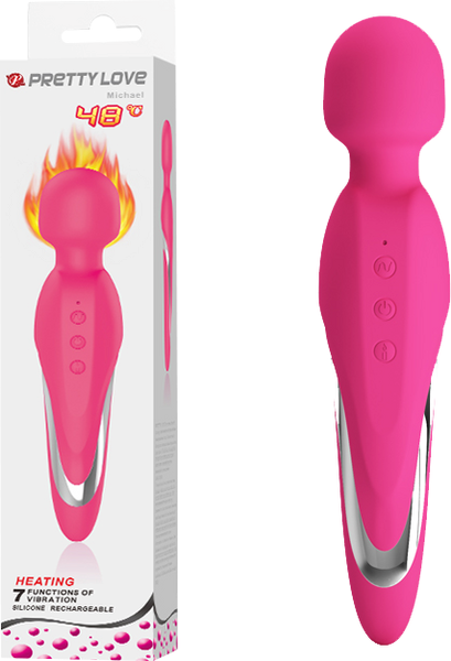 Pretty Love Michael Rechargeable Warming Body Wand Massager Pink - Body Wands