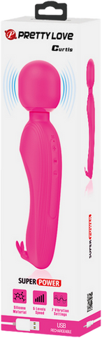 Pretty Love Rechargeable Curtis Vibrating Body Wand Pink - Body Wands