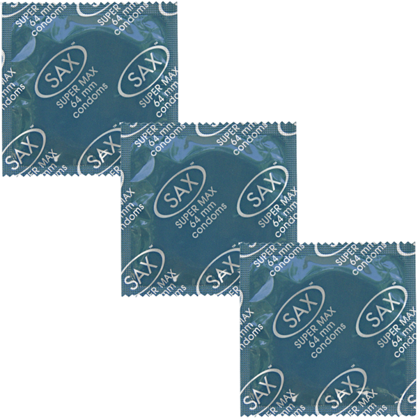 Sax Super Max Fit Smooth Latex Condoms 64mm 144 Pack - - Condoms