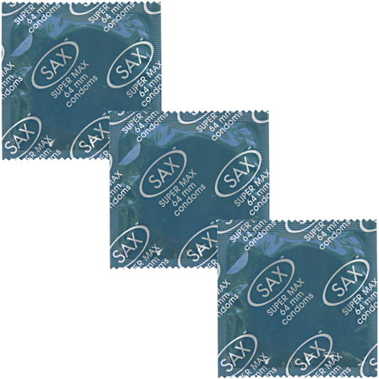 Sax Super Max Fit Smooth Latex Condoms 64mm 144 Pack - Condoms