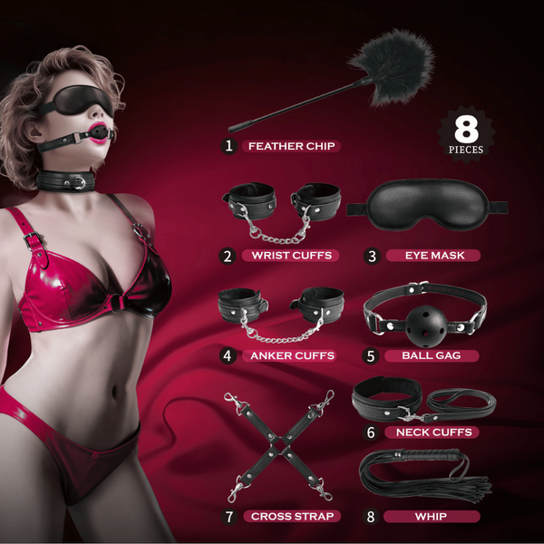 Baile 8-Piece Bondage Play Adult Toys Set - Bondage Kits