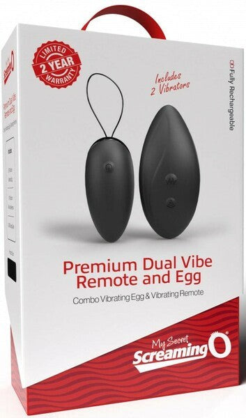 Screaming O Premium Dual Vibe Remote & Love Egg Black - - Love Eggs and Kegel Exercisers