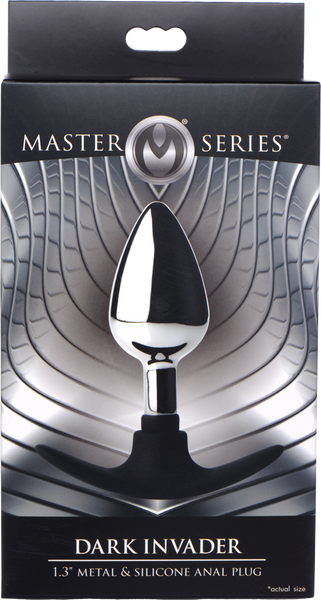Master Series Dark Invader Metal & Silicone Anal Plug Medium - - Butt Plugs