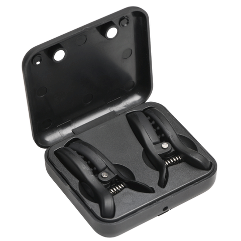 Master Series Dark Grip Vibrating BDSM Nipple Clamps - Nipple and Clit Clamps
