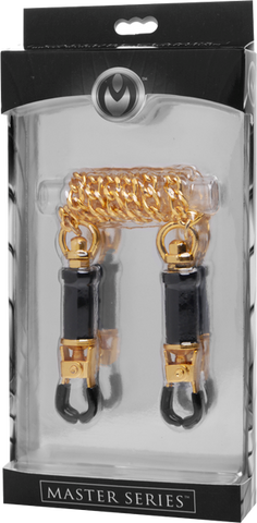 Master Series Deluxe Adjustable Bondage Nipple Clamps - Nipple and Clit Clamps
