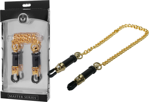 Master Series Deluxe Adjustable Bondage Nipple Clamps - Nipple and Clit Clamps