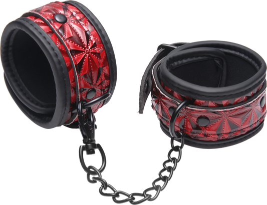Master Series Crimson Tied Embossed Bondage Ankle Cuffs - Cuffs And Restraints