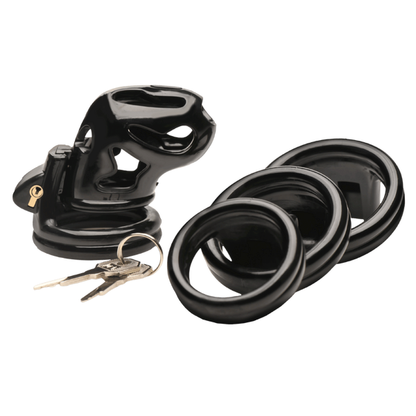 Master Series Hard Stop Double Ring Mens Chastity Cage - - Male Chastity