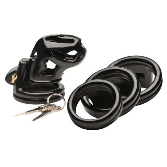 Master Series Hard Stop Double Ring Mens Chastity Cage - Male Chastity