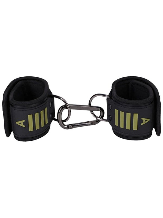 Doc Johnson Fort Troff Tactical BDSM Ankle Cuffs Black/Green - Cuffs And Restraints
