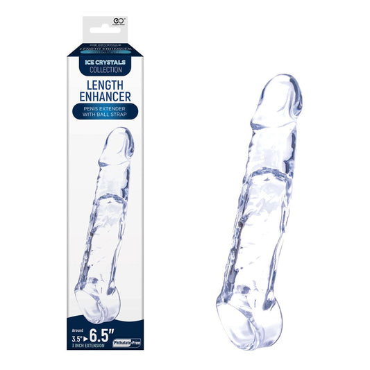 Excellent Power Ice Crystals Length Enhancer Penis Extension Sleeve Clear - Penis Sleeves and Extenders