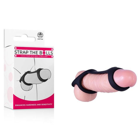 Excellent Power Strap The Balls Silicone Cock Strap with Ball Stretcher Black - Ball and Cock Toys