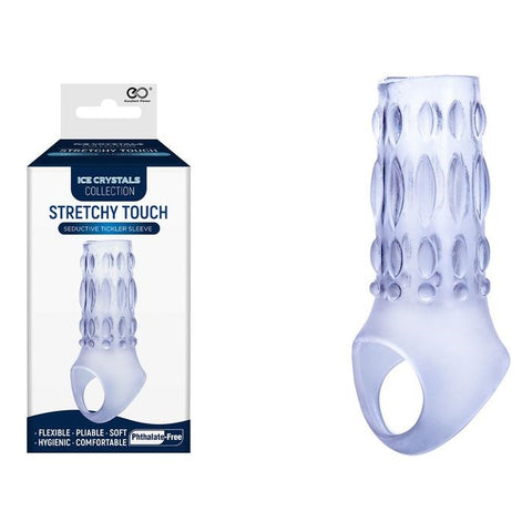 Excellent Power Ice Crystals Stretchy Touch Tickler Penis Sleeve Clear - Penis Sleeves and Extenders
