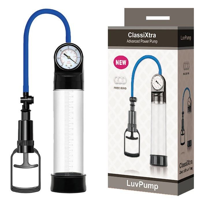 LuvPump ClassiXtra Advanced Power Penis Pump With Pressure Gauge Clear - - Penis Pumps And Stretchers