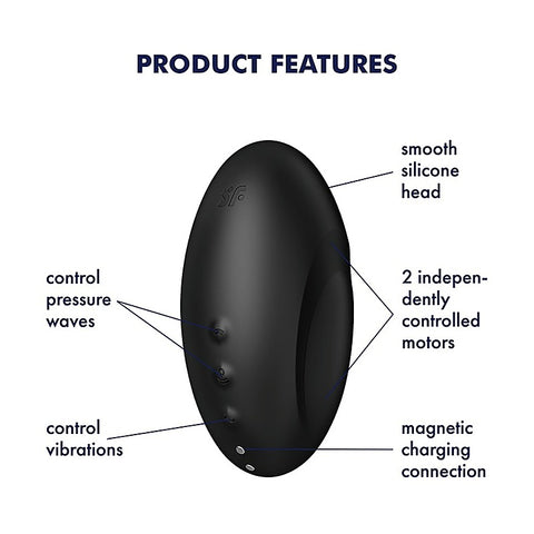 Vulva Lover 3 Black Air Pulse Clitoral Vibrator By Satisfyer - Clit Ticklers and Pulsators
