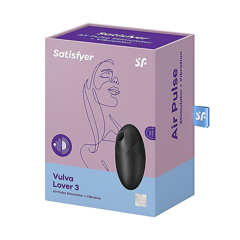 Vulva Lover 3 Black Air Pulse Clitoral Vibrator By Satisfyer - Clit Ticklers and Pulsators