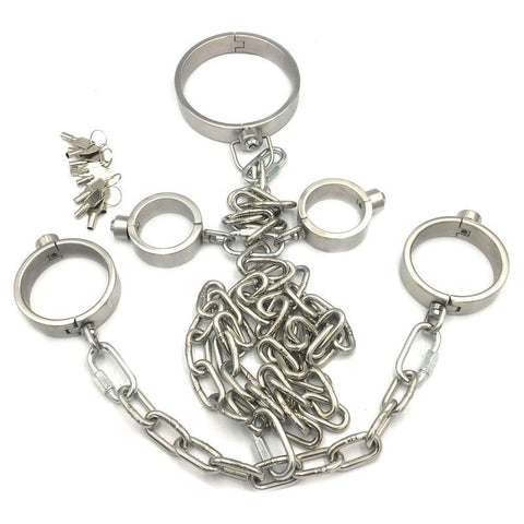 Hells Couture Press Key BDSM Play Collar, Wrist and Ankle Kit - Bondage Kits