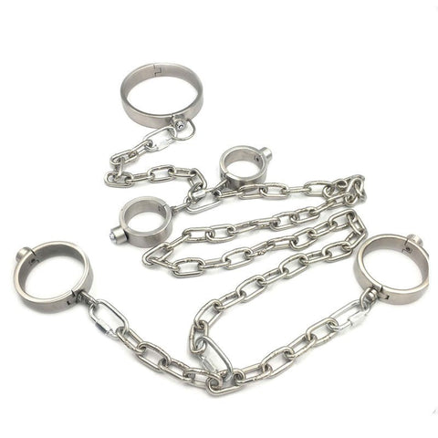 Hells Couture Press Key BDSM Play Collar, Wrist and Ankle Kit - Bondage Kits