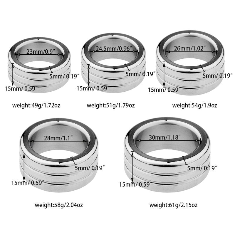 BDStyle 2 Piece Heavy Duty Stainless Steel Cock Ring Set - - Steel Cock Rings