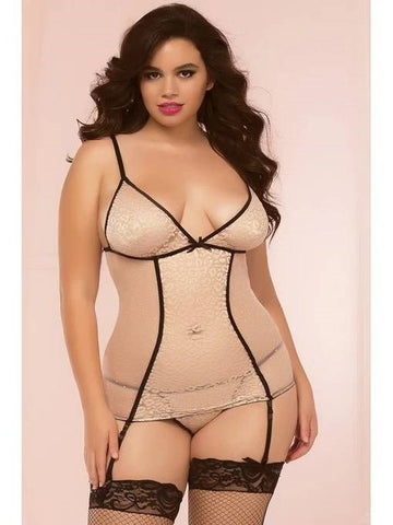 Seven 'til Midnight Womens Sweet Spot Chemise Set OSX Nude - BabyDolls And Chemises