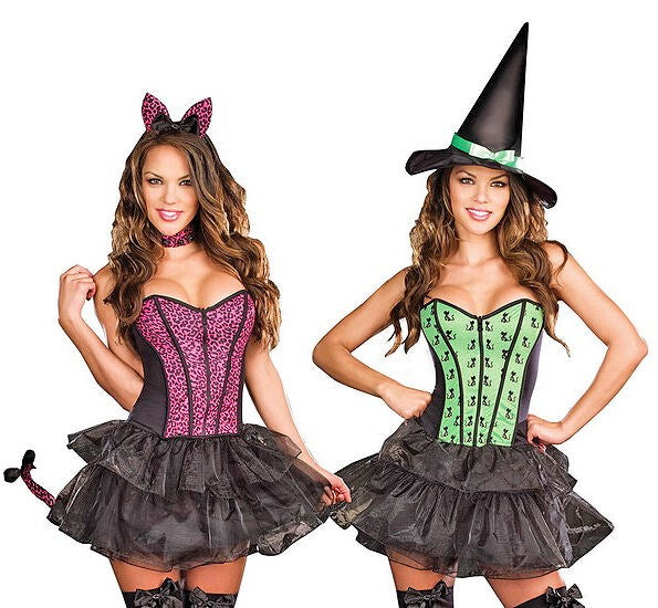 Dreamgirl Under My Spell Cat Reversible Womens Costume Witch/Black - - Fancy Dress Ups