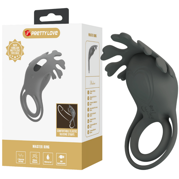 Pretty Love Ruben 7 Function Master Vibrating Cock Ring Grey - Vibrating Cock Rings
