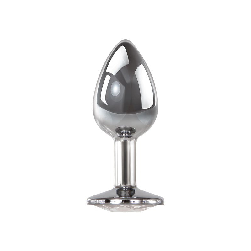 Adam and Eve Metallic Butt Plug with Clear Gem Base - Butt Plugs