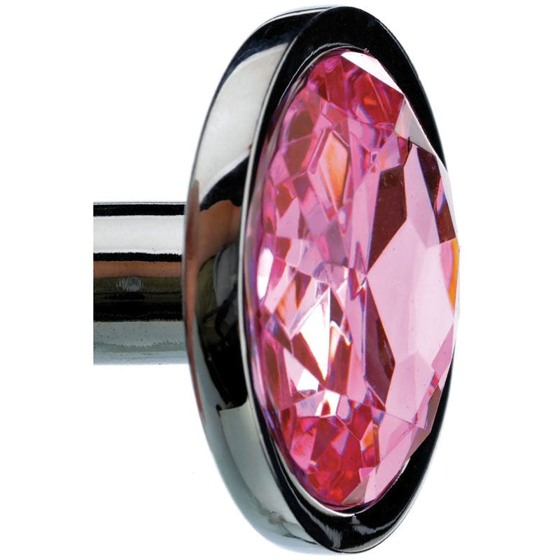 Adam and Eve Silver Metal Butt Plug with Pink Gem Base - Butt Plugs