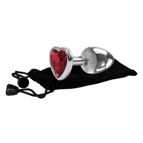Adam and Eve Metallic Gen Butt Plug with Heart Gem Base - Butt Plugs