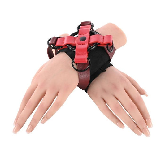 Sportsheets S&M Exs & Ohs Cross BDSM Cuffs Restraints Red/Black - Cuffs And Restraints