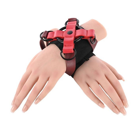 Sportsheets S&M Exs & Ohs Cross BDSM Cuffs Restraints Red/Black - Cuffs And Restraints