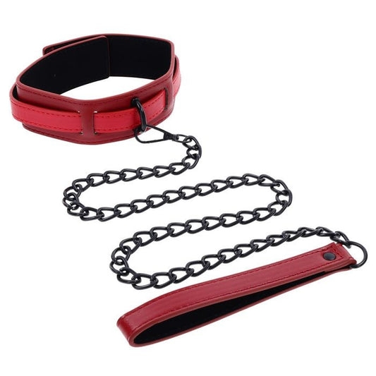 Sportsheets S&M Exs & Ohs Collar and Leash Neck Restraint Red - Collars and Leads