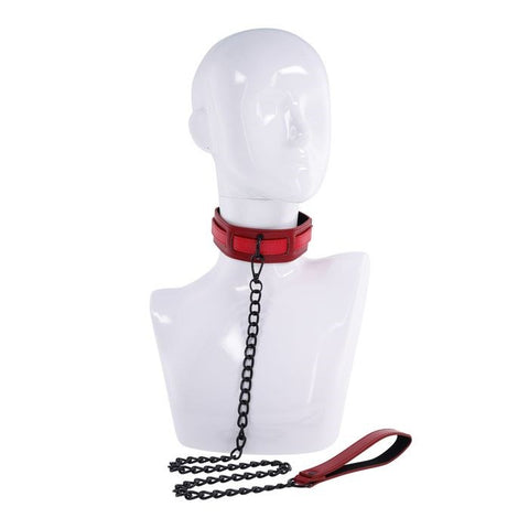 Sportsheets S&M Exs & Ohs Collar and Leash Neck Restraint Red - Collars and Leads