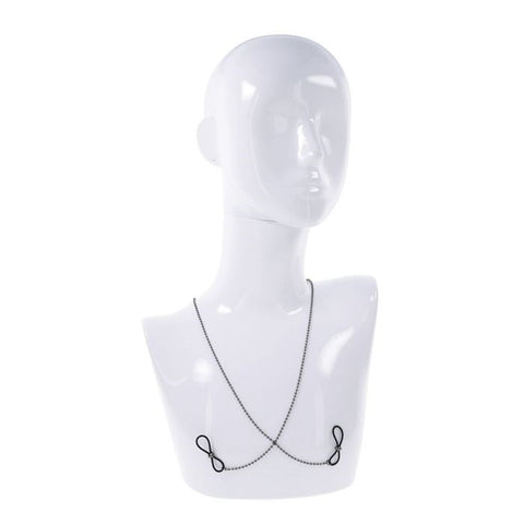 Sportsheets S&M Exs & Ohs Body Jewelry Metal Chain with Nipple Ties - Collars and Leads