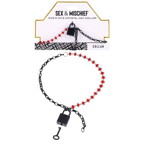 Sportsheets S&M Exs & Ohs Crystal Day BDSM Collar Jewellery Red/Black - Collars and Leads