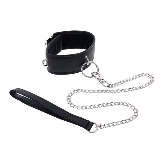 Sportsheets EDGE Black Neck Restraint with Heavy Duty Metal Leash - Collars and Leads