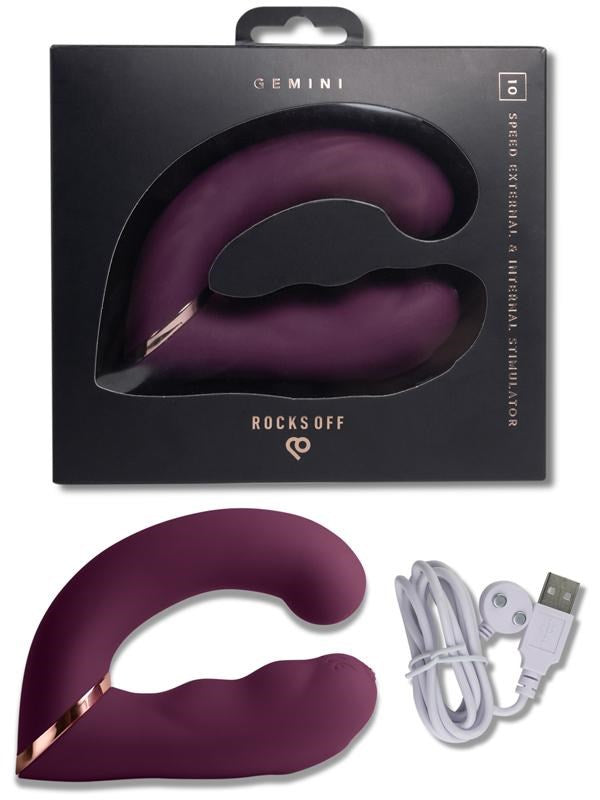 Rocks Off Gemini USB Rechargeable G Spot Vibrator Burgundy - G-Spot Vibrators